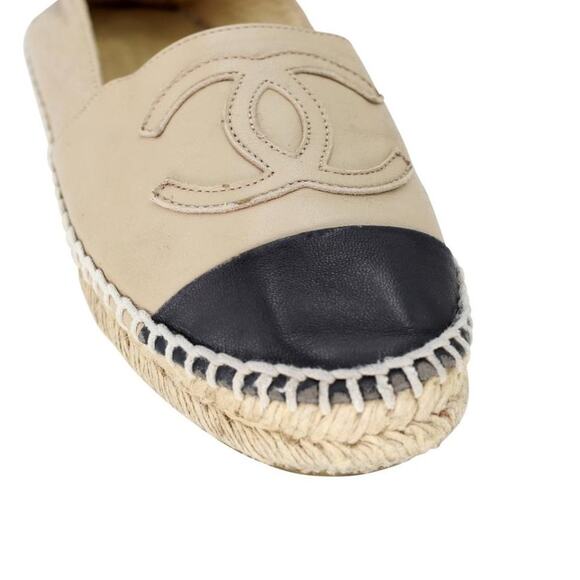 Chanel Espadrille 37 Leather Cap Toe CC Flats CC-S0304P-0008 - Picture 8 of 12